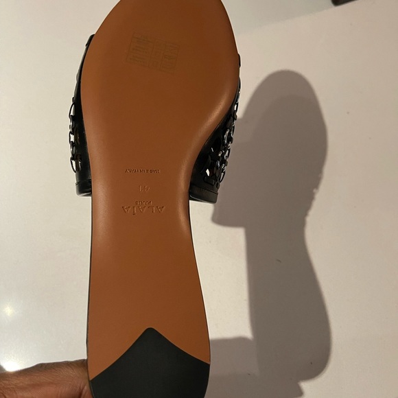 ALAÏA- Black Braided Eyelet Sandals - Picture 13 of 16